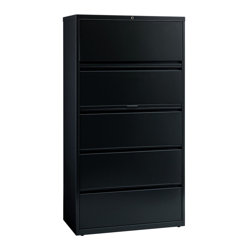 OS Steel 30″ Wide 5 Drawer Lateral File Cabinet Charcoal
