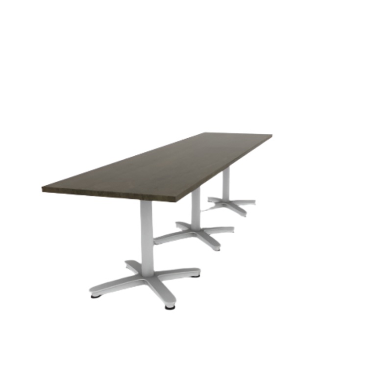 Proof 30″ x 120″ Rectangle Pedestal Cafe Table with Arched Base Set of 3 Solid Wood Top