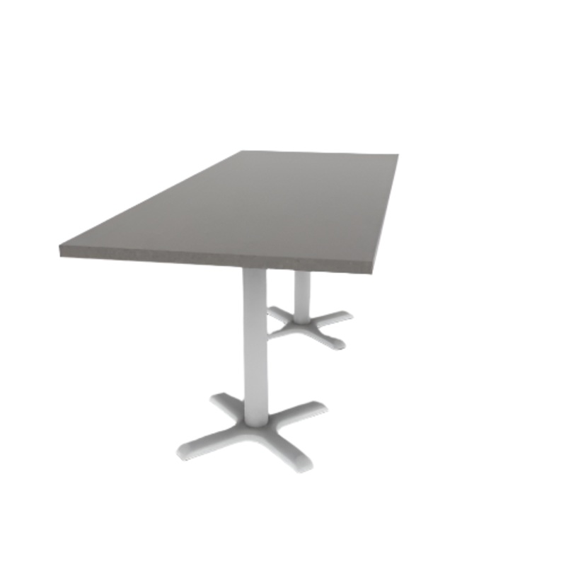Proof 30″ x 72″ Rectangle Pedestal Cafe Table with X-Base Pair HPL Top