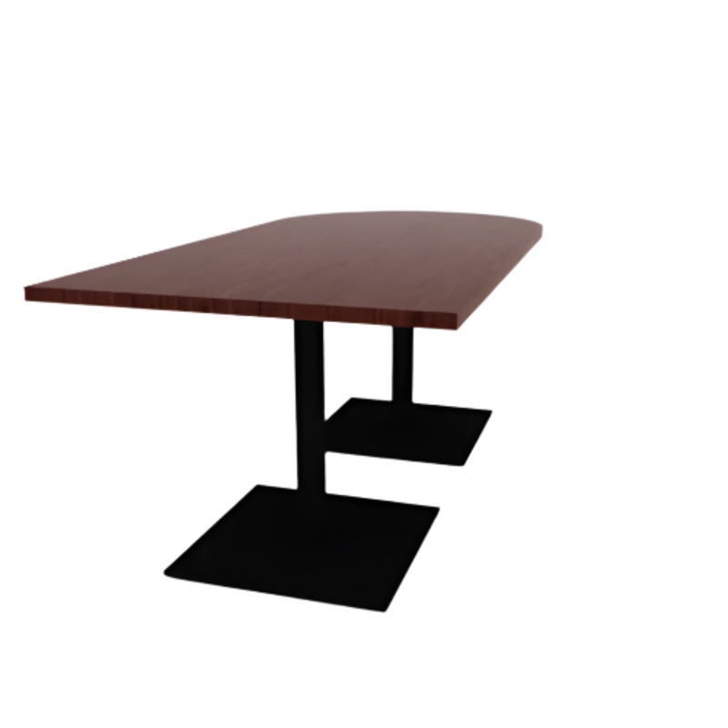 Proof 36″ x 72″ Horseshoe Pedestal Cafe Table with Square Steel Base Pair HPL Top
