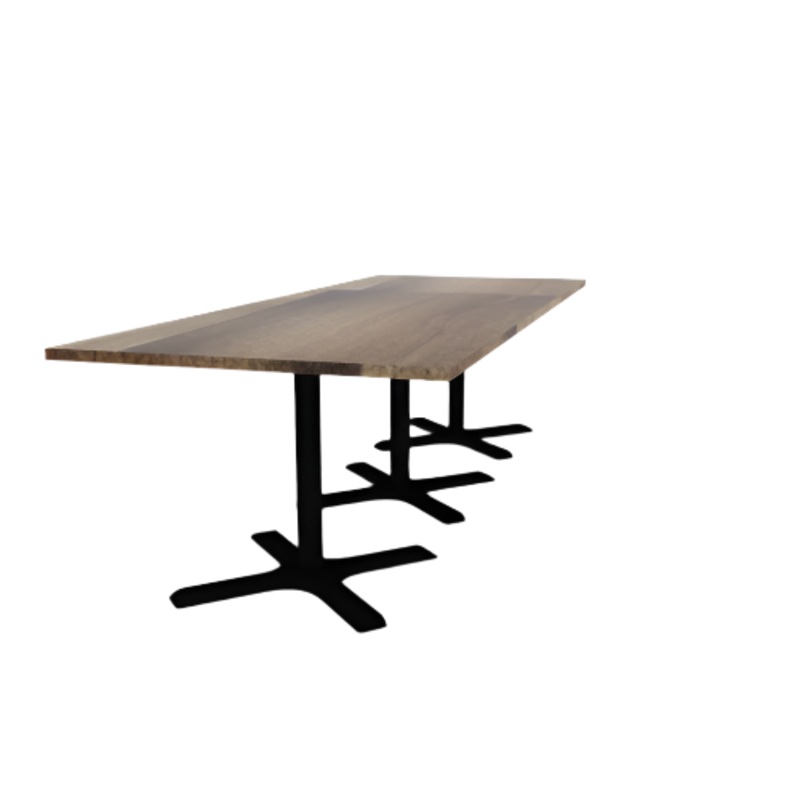 Proof 42″ x 108″ Rectangle Pedestal Cafe Table with X-Base Set of 3 Solid Wood Top