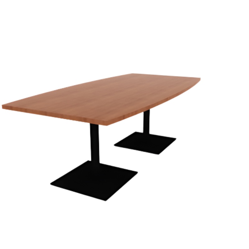 Proof 42″ x 84″ Boat Pedestal Cafe Table with Square Steel Base Pair HPL Top 3MM PVC Edge