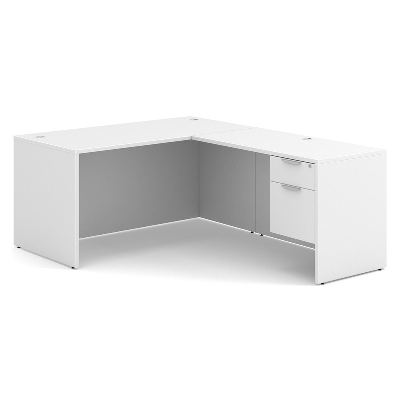 OS Laminate Single 3/4 Pedestal L-Shape Desk – 60″ x 30″ Arcadia White