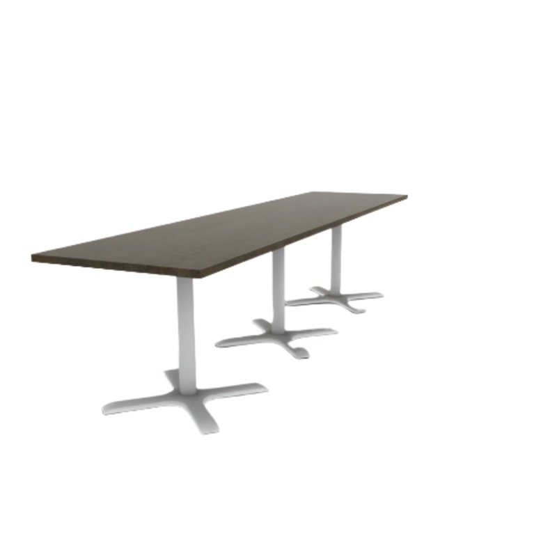 Proof 30″ x 120″ Rectangle Pedestal Cafe Table with X-Base Set of 3 Solid Wood Top