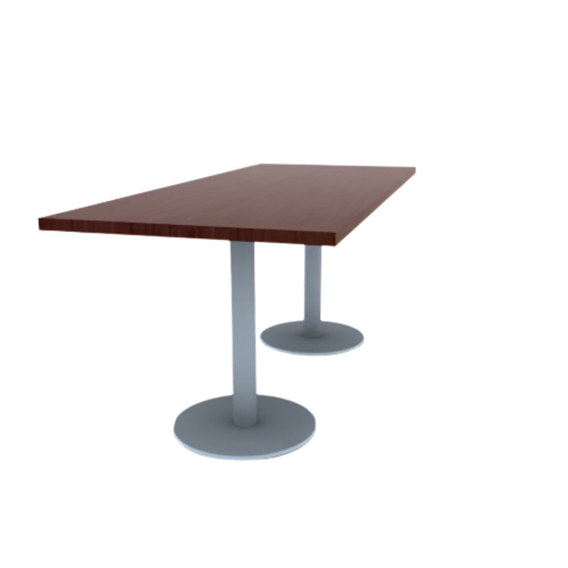 Proof 30″ x 72″ Rectangle Pedestal Cafe Table with Round Stainless Steel Base Pair HPL Top