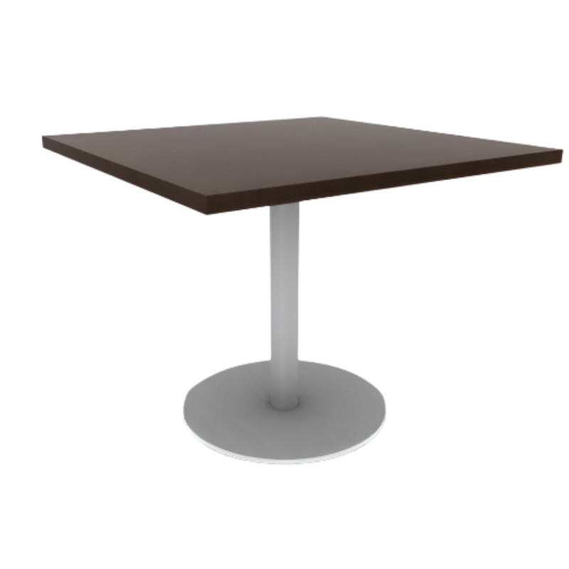 Proof 36″ Square Pedestal Cafe Table with Round Steel Base HPL Top