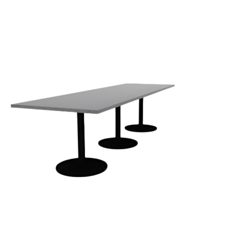 Proof 36″ x 120″ Rectangle Pedestal Cafe Table with Round Steel Base Set of 3 HPL Top