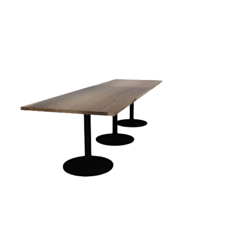 Proof 36″ x 120″ Rectangle Pedestal Cafe Table with Round Steel Base Set of 3 Solid Wood Top