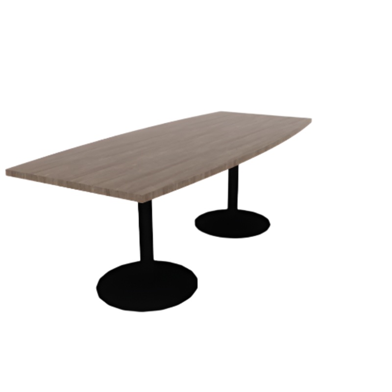 Proof 36″ x 84″ Boat Pedestal Cafe Table with Cast Iron Round Base Pair HPL Top