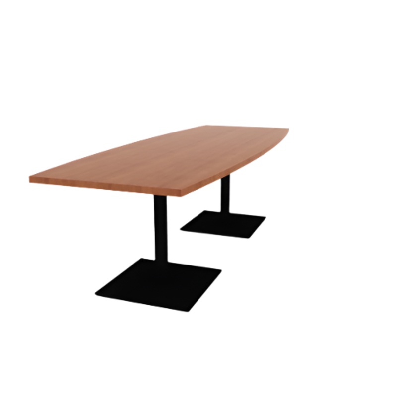 Proof 36″ x 96″ Boat Pedestal Cafe Table with Square Steel Base Pair HPL Top