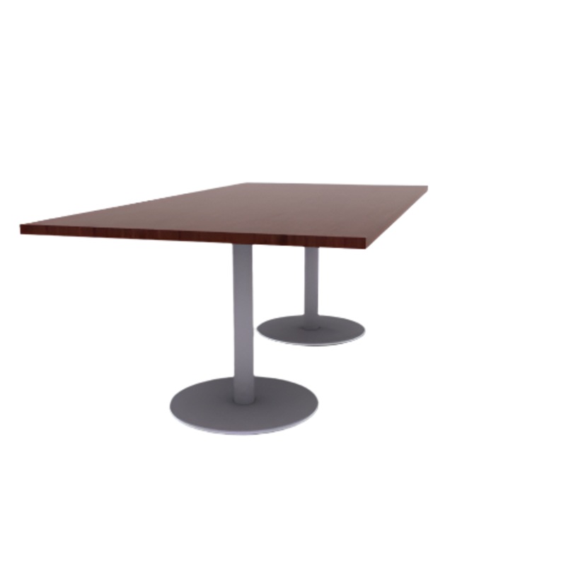 Proof 42″ x 84″ Rectangle Pedestal Cafe Table with Round Stainless Steel Base Pair HPL Top