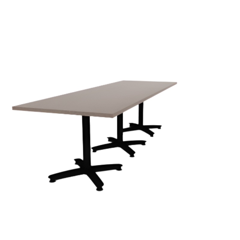 Proof 36″ x 108″ Rectangle Pedestal Cafe Table with Arched Base Set of 3 HPL Top