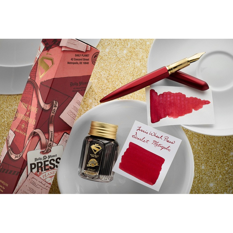 Ferris Wheel Press Superman Edition Marquise Fountain Pen & Ink Set – The Voice of Metropolis Medium