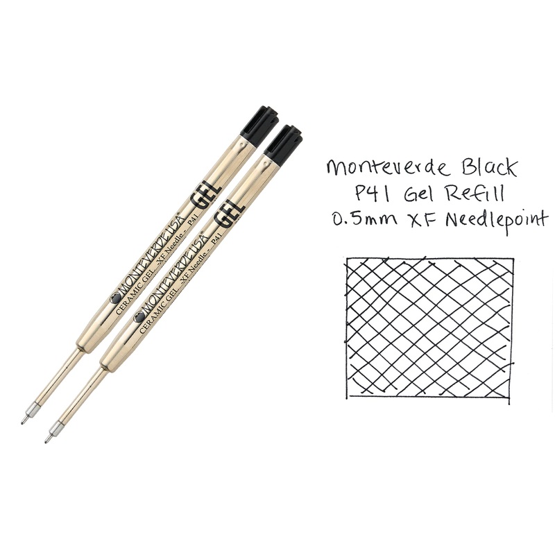 Monteverde Capless Gel P41 Rollerball Refills – Black, 0.5mm XF Needlepoint (2-Pack)