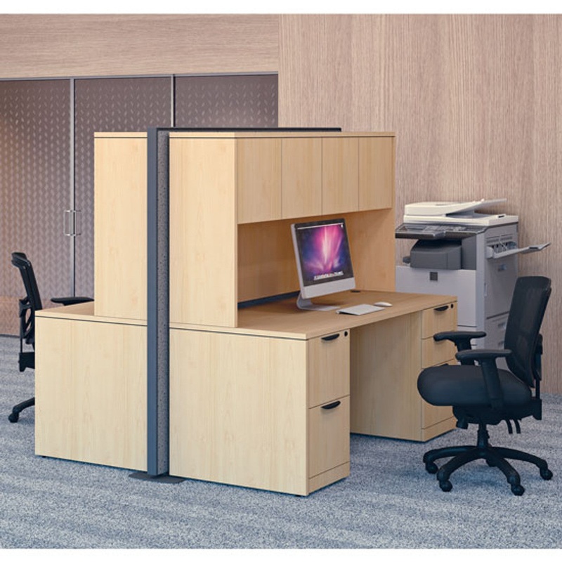 OS Laminate Multi-Person Office Workstation Desk with Drawer Pedestals & Hutch Arcadia White