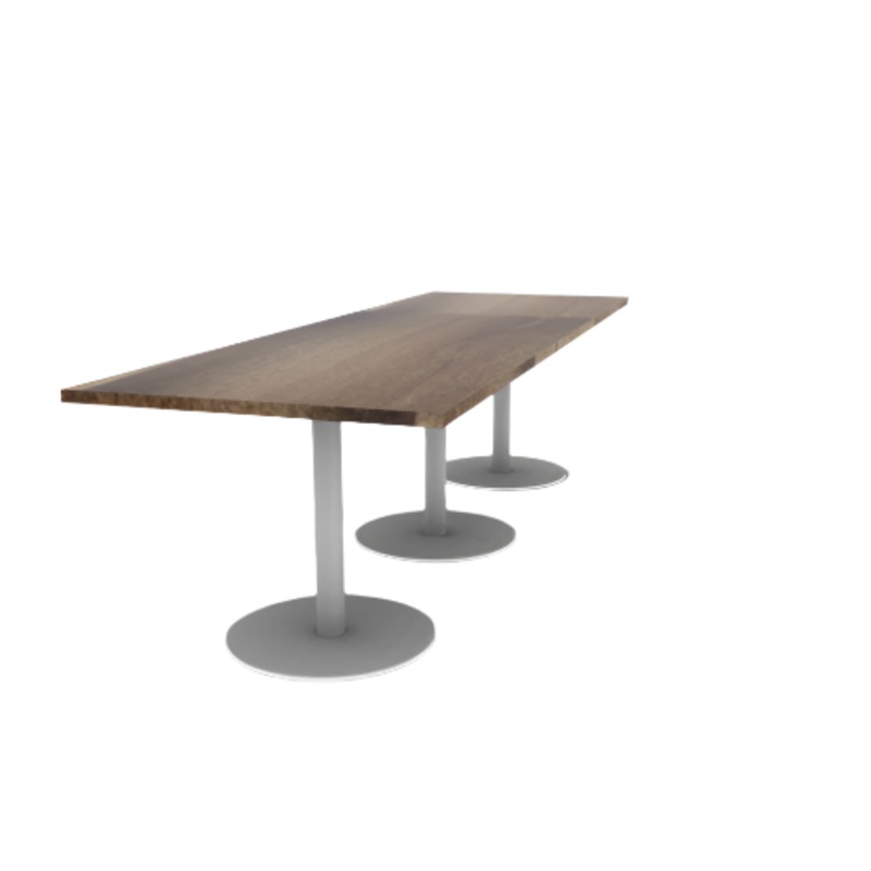 Proof 36″ x 108″ Rectangle Pedestal Cafe Table with Round Steel Base Set of 3 Solid Wood Top