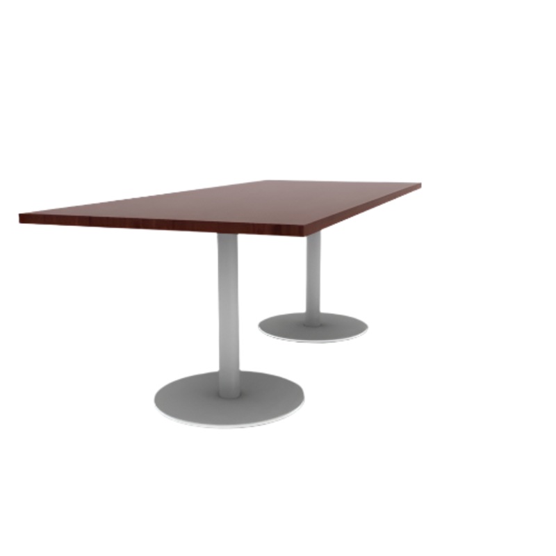 Proof 36″ x 84″ Rectangle Pedestal Cafe Table with Round Steel Base Pair HPL Top