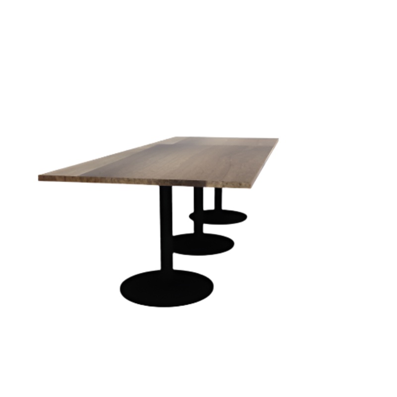 Proof 42″ x 108″ Rectangle Pedestal Cafe Table with Round Steel Base Set of 3 Solid Wood Top