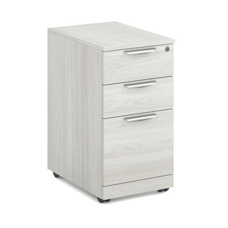 OS Laminate Modern 3-Drawer Mobile File Cabinet with Locking System Arcadia White