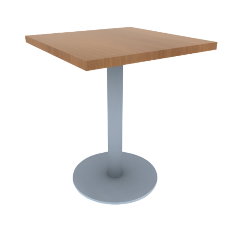 Proof 24″ Square Pedestal Cafe Table with Round Stainless Steel Base HPL Top