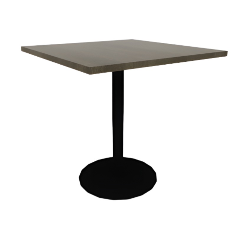 Proof 36″ Square Pedestal Cafe Table with Cast Iron Round Base Solid Wood Top