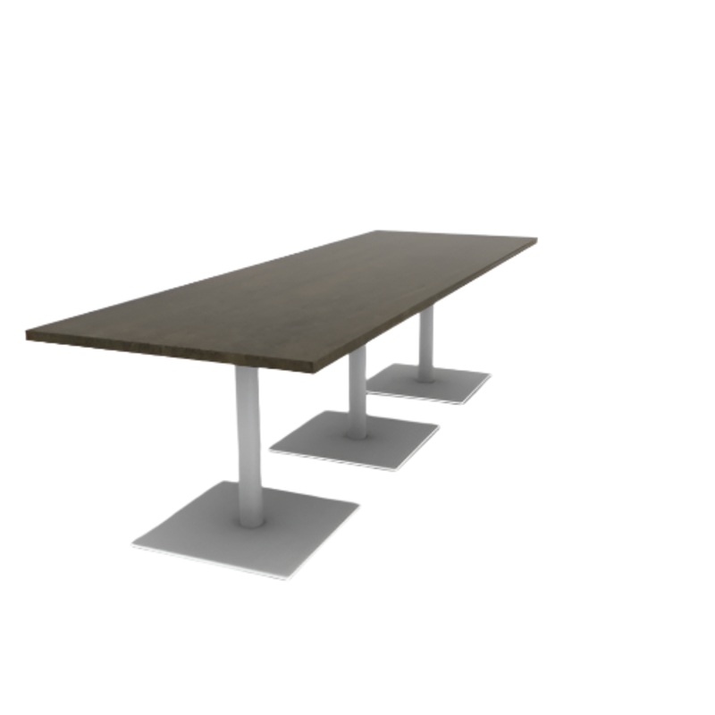 Proof 36″ x 108″ Rectangle Pedestal Cafe Table with Square Steel Base Set of 3 Solid Wood Top