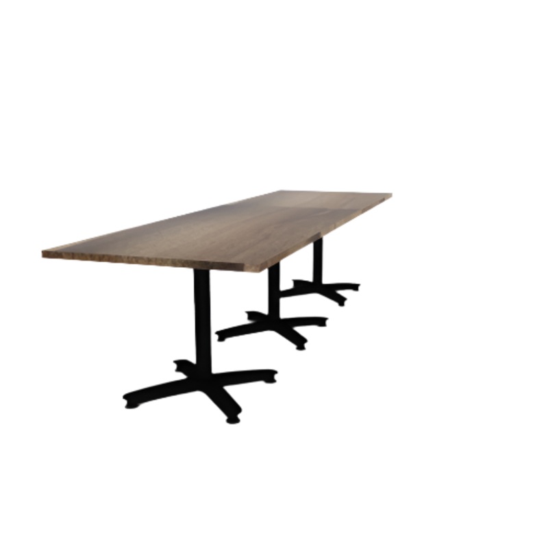 Proof 36″ x 120″ Rectangle Pedestal Cafe Table with Arched Base Set of 3 Solid Wood Top