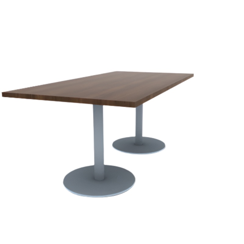 Proof 36″ x 72″ Rectangle Pedestal Cafe Table with Round Stainless Steel Base Pair HPL Top