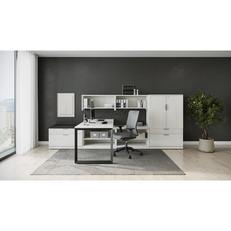 OS Laminate Modern Executive Office Furniture – Desk, Wall Mounted Hutch, Personal & Storage Cabinet Arcadia White
