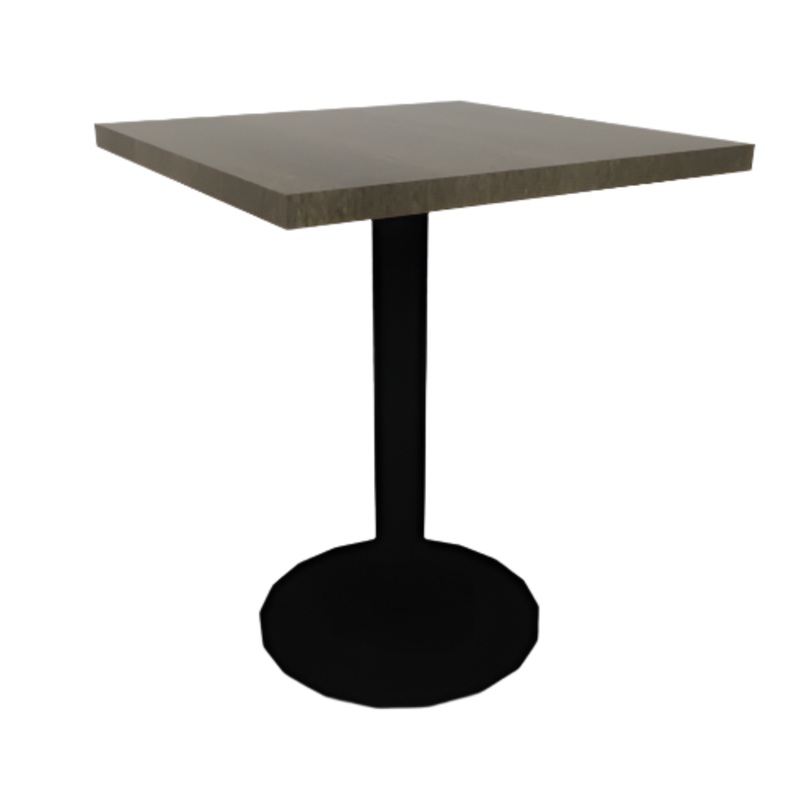 Proof 24″ Square Pedestal Cafe Table with Cast Iron Round Base Solid Wood Top