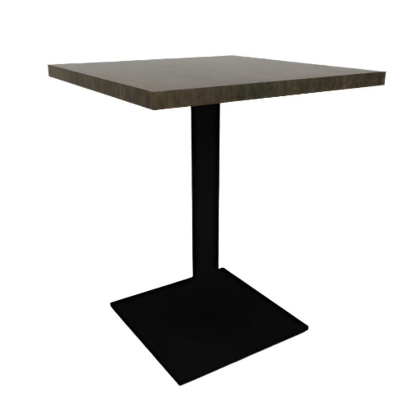 Proof 24″ Square Pedestal Cafe Table with Square Steel Base Solid Wood Top