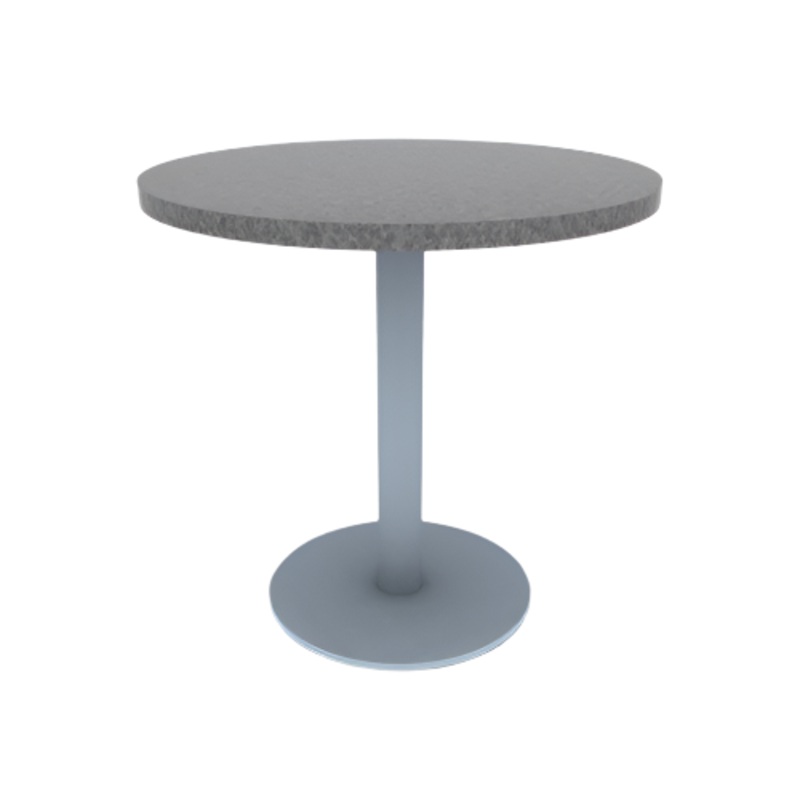 Proof 30″ Dia Round Pedestal Cafe Table with Round Stainless Steel Base HPL Top