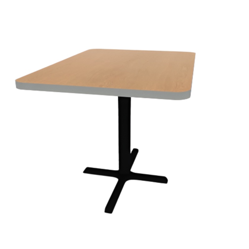 Proof 30″ x 42″ Rectangle Pedestal Cafe Table with X-Style Base HPL Top T-Mold Edge