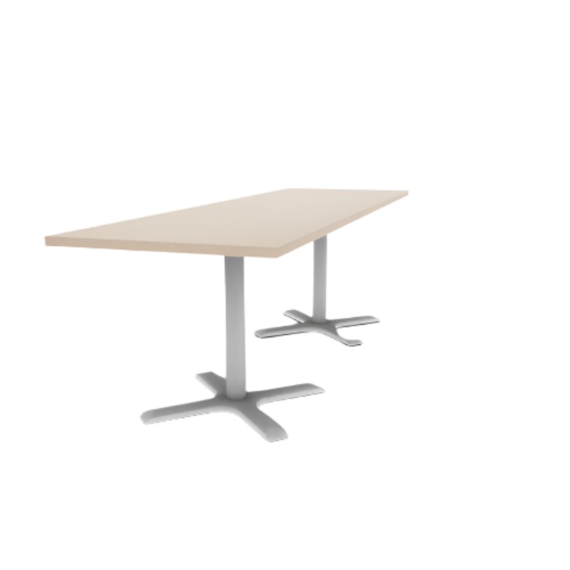 Proof 30″ x 96″ Rectangle Pedestal Cafe Table with X-Base Pair HPL Top