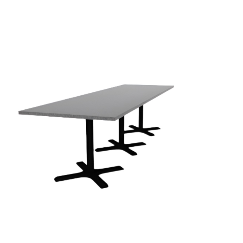 Proof 36″ x 120″ Rectangle Pedestal Cafe Table with X-Base Set of 3 HPL Top