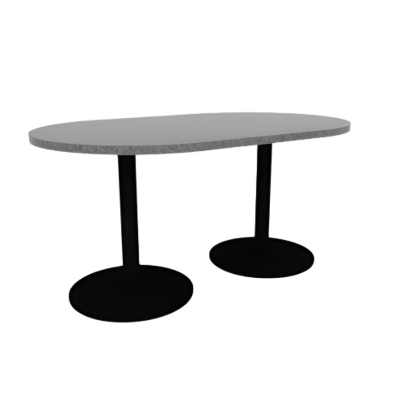 Proof 36″ x 60″ Racetrack Pedestal Cafe Table with Round Steel Base Pair HPL Top