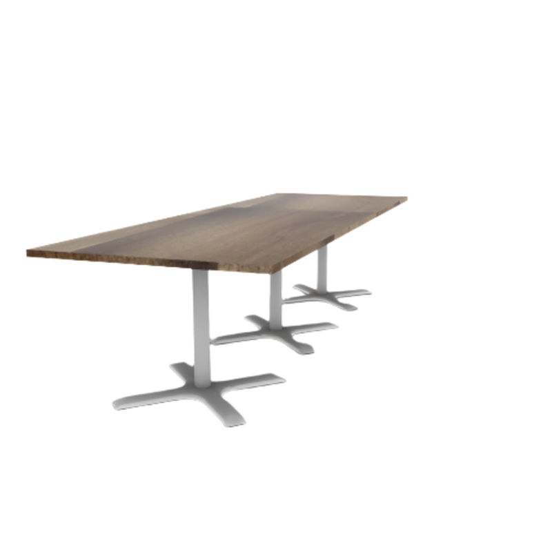 Proof 42″ x 120″ Rectangle Pedestal Cafe Table with X-Base Set of 3 Solid Wood Top