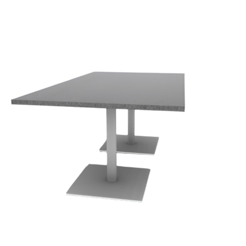 Proof 42″ x 72″ Rectangle Pedestal Cafe Table with Square Steel Base Pair HPL Top