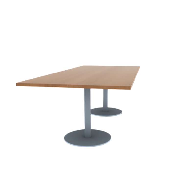 Proof 42″ x 96″ Rectangle Pedestal Cafe Table with Round Stainless Steel Base Pair HPL Top