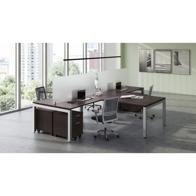Variant 4 Person L Shaped Workstation Desk with Drawers Pedestal Arcadia White