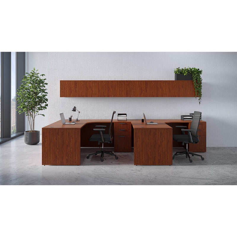 OS Laminate Multi-Person Office Workstation Desk with Wall Mounted Hutch & Drawers Storage (Copy) Arcadia White