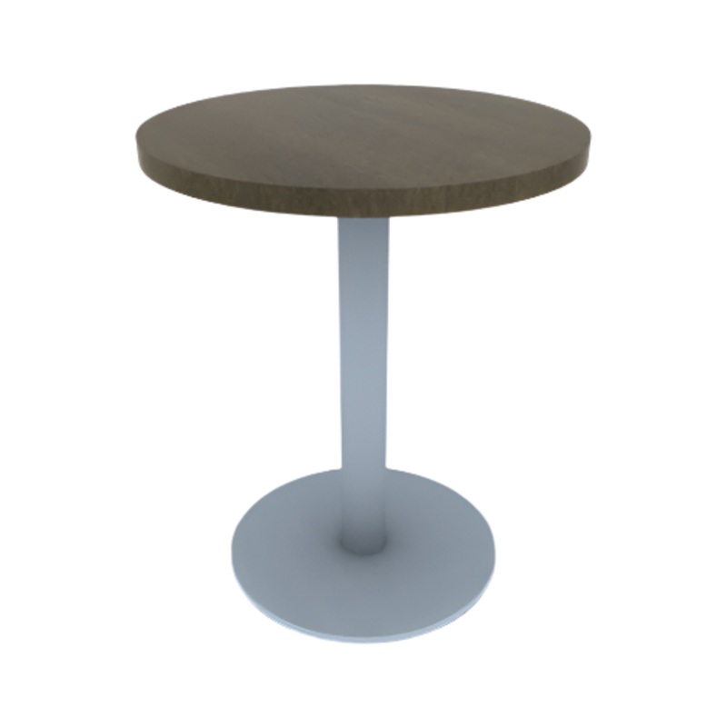 Proof 24″ Dia Round Pedestal Cafe Table with Round Stainless Steel Base Solid Wood Top