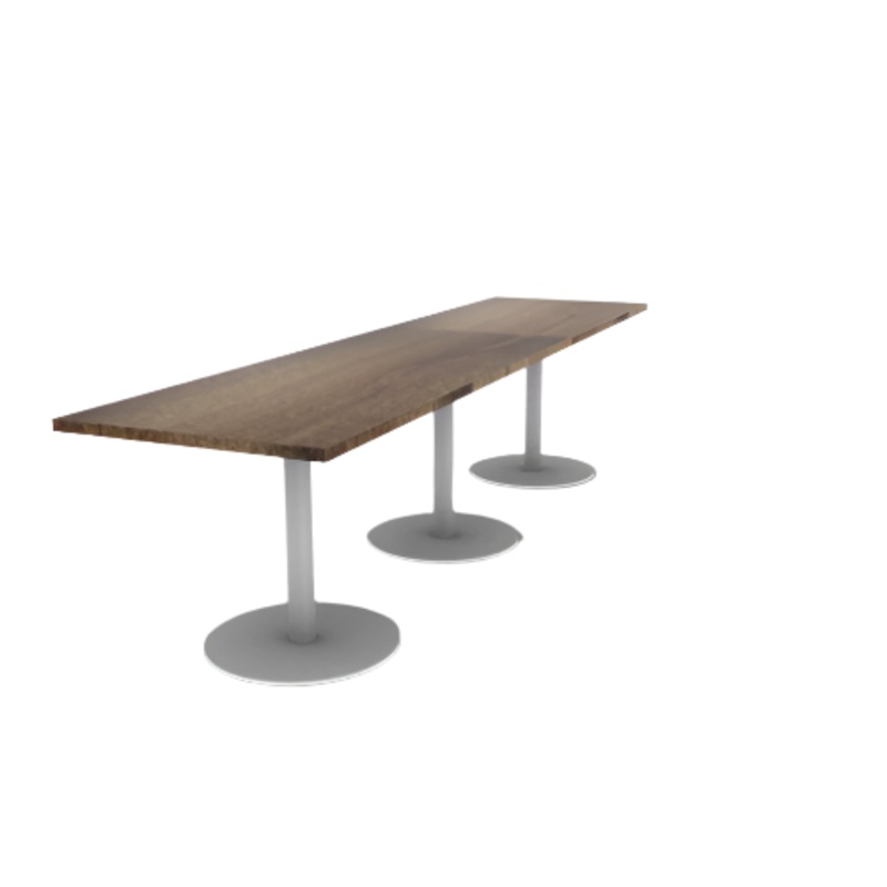 Proof 30″ x 120″ Rectangle Pedestal Cafe Table with Round Steel Base Set of 3 Solid Wood Top