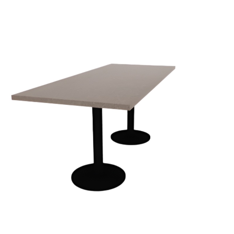 Proof 30″ x 72″ Rectangle Pedestal Cafe Table with Round Steel Base Pair HPL Top