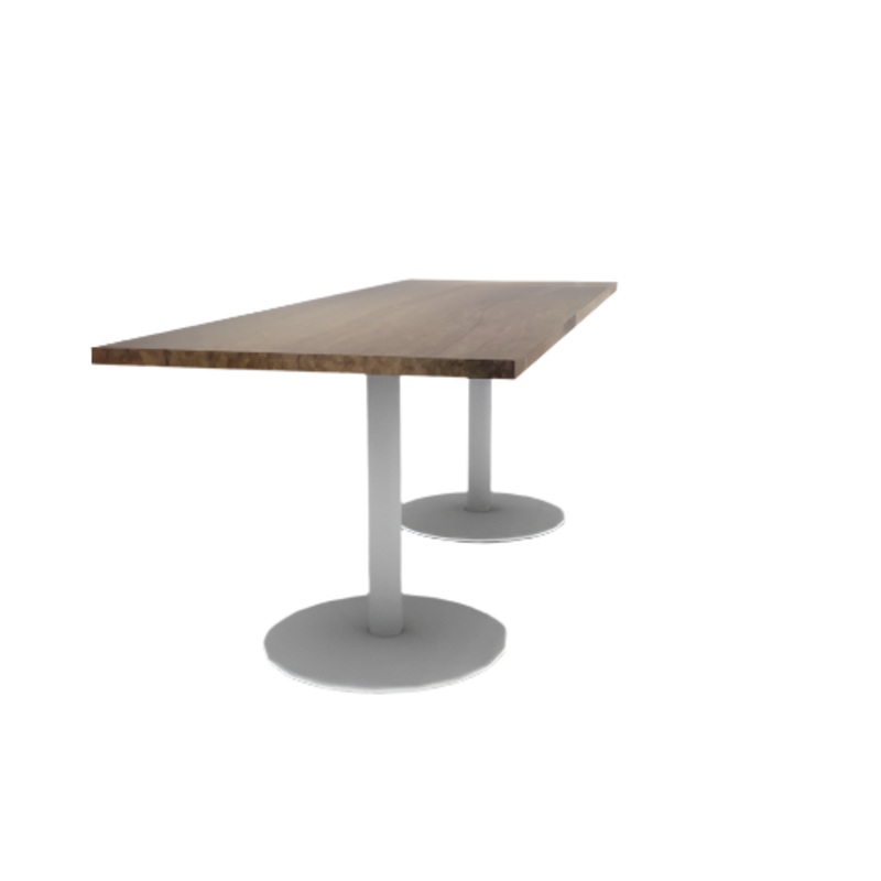 Proof 30″ x 84″ Rectangle Pedestal Cafe Table with Round Base Pair Solid Wood Top