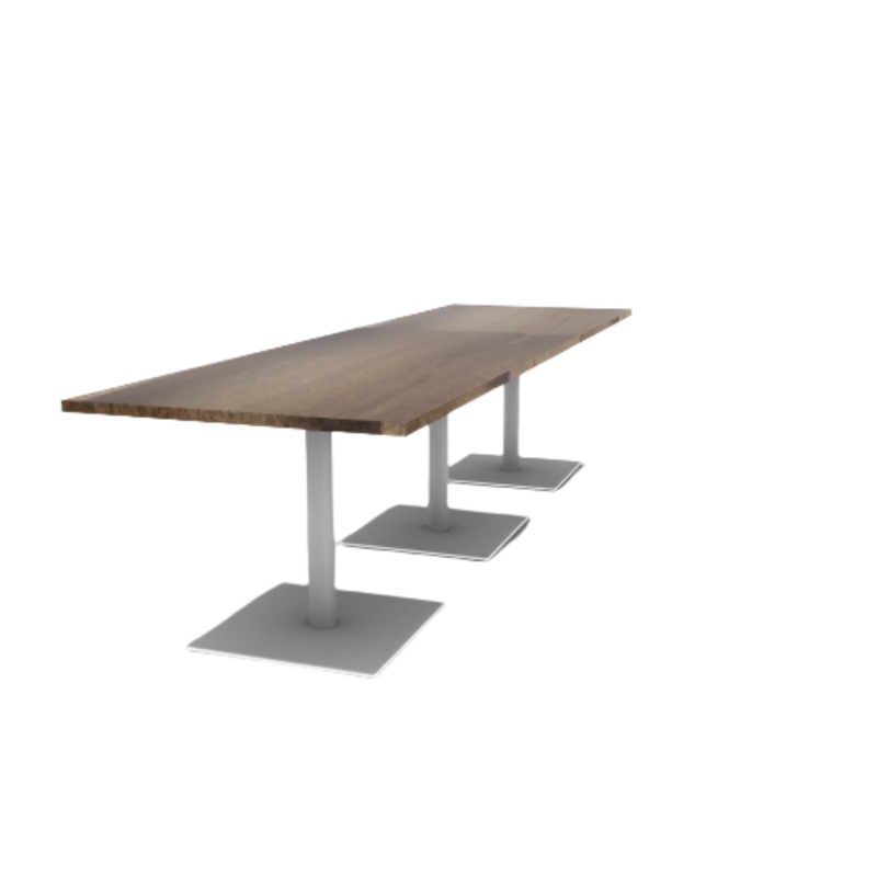 Proof 36″ x 120″ Rectangle Pedestal Cafe Table with Square Steel Base Set of 3 Solid Wood Top