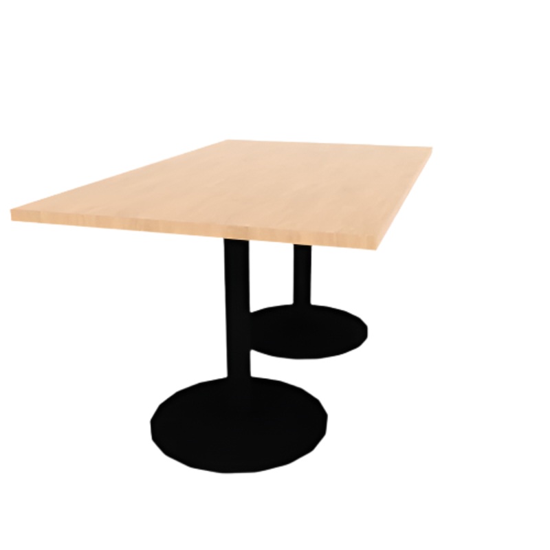 Proof 36″ x 60″ Rectangle Pedestal Cafe Table with Round Base Pair HPL Top