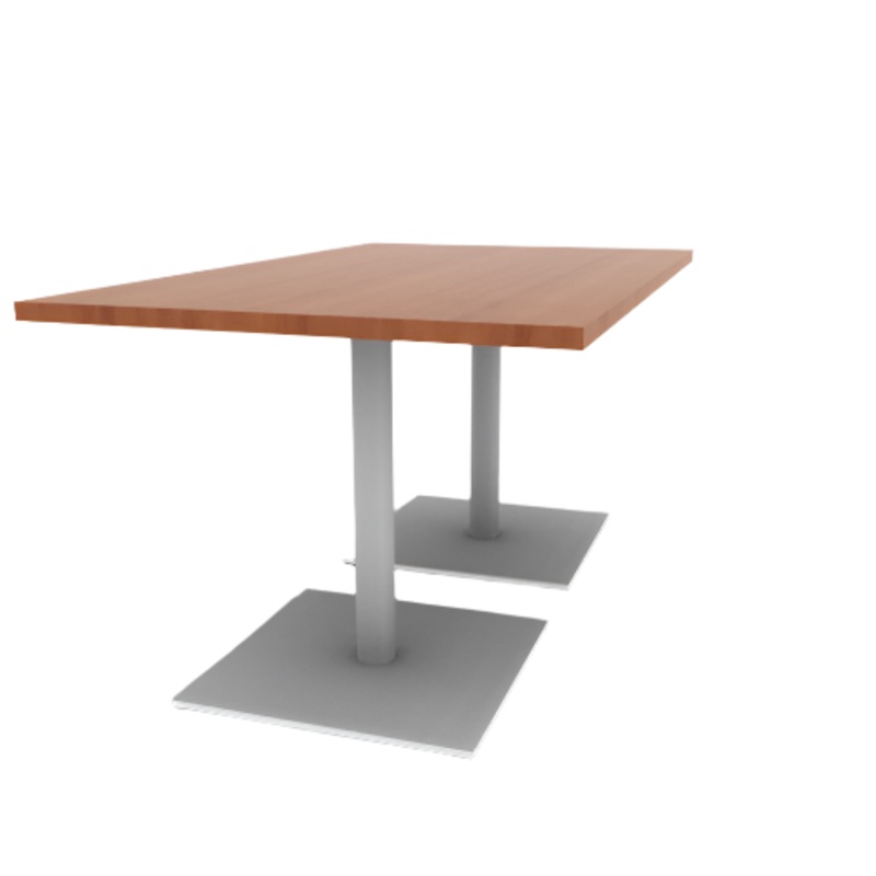 Proof 36″ x 60″ Rectangle Pedestal Cafe Table with Square Steel Base Pair HPL Top