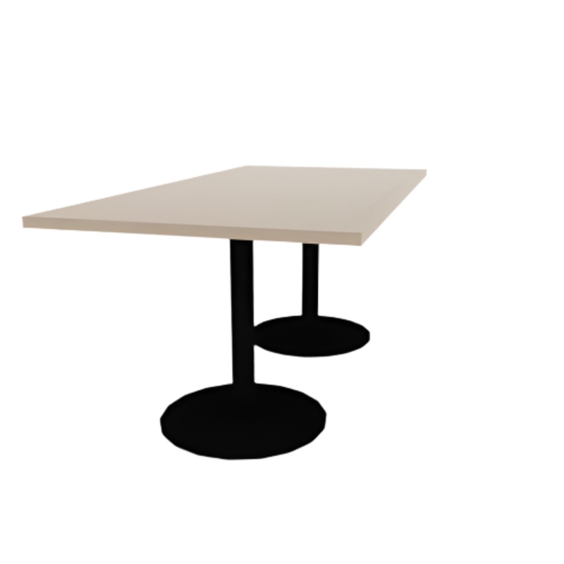 Proof 36″ x 72″ Rectangle Pedestal Cafe Table with Round Base Pair HPL Top