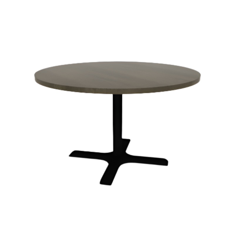 Proof 48″ Dia Round Pedestal Cafe Table with X-Base Solid Wood Top